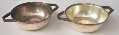 Lot de 2 boluri din alama argintata, multiple marcaje perioada Art Deco foto