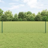 VidaXL &Icirc;ngrădire din S&acirc;rmă Sudată cu 11 Posturi U Verde 0.5x25 m Oțel