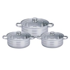 Set 3 cratite inox cu capac Royalty Line, manere ce nu se incalzesc