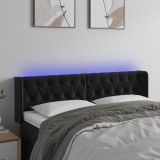 vidaXL Tăblie de pat cu LED, negru, 163x16x78/88 cm, catifea