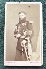 Fotografie tip CDV- Franz Duschek - Adjutantul Regal Romulus Magheru