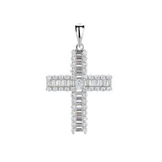 Pandantiv argint 925, JW1273, model cruce, placat cu rodiu