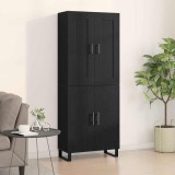 Highboard vidaXL Negru Stejar, 69.5x34x180cm, Lemn, Comoda Living, Dulap Depozitare, Design Modern