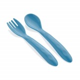 Set Lingurita si Furculita BabyJem Albastru, 6 Luni+, BPA Free, Tacamuri Copii