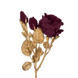 Floare Decorativă, Trandafir, 48cm, Culoare Roșu-Auriu, Oem