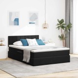 Cumpara ieftin Pat cu LED si saltea Negru 140 x 200 cm Catifea