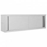 vidaXL Dulap Perete Bucatarie Oțel Inoxidabil 150x40x50 cm Uși Glisante Restaurant HORECA Gri