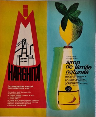 1971 Reclamă &amp;Icirc;. Miniera Miercurea Ciuc comunism, epoca aur, 24 x 20 cm Harghita foto