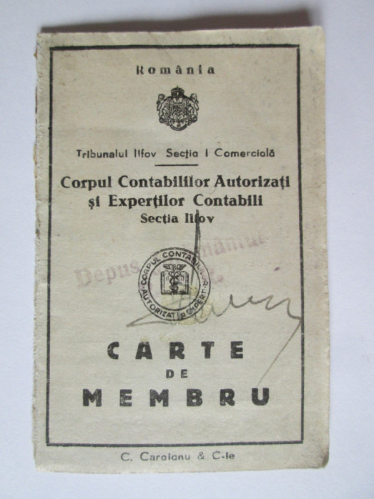 Rara! Carte de membru Corpul Contabililor Autorizati si Expertilor Contabili 944