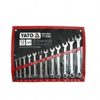 Set 12 chei combinate Yato YT-0362, Crom vanadiu, 8-24 mm