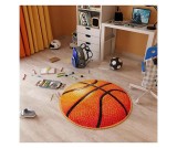 Cumpara ieftin Covor Rotund Camera Copii Model Basketball 11189-160, Marime 67 x 67 cm, Portocaliu, Inaltime Fir 9 mm, Antialergic, Polipropilena, Gradinita, Cresa,, KOLIBRI