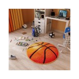 Covor Rotund Camera Copii Model Basketball 11189-160, Marime 67 x 67 cm, Portocaliu, Inaltime Fir 9 mm, Antialergic, Polipropilena, Gradinita, Cresa,