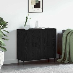 Bufet Negru 90 x 34 x 80 cm Lemn compozit