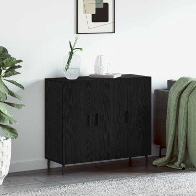 Bufet Negru 90 x 34 x 80 cm Lemn compozit foto