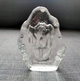 * Obiect decorativ de sticla masiva, groasa, greautate pentru hartii, cu lalea