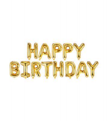 Balon folie model Happy Birthday-Culoare Aur foto