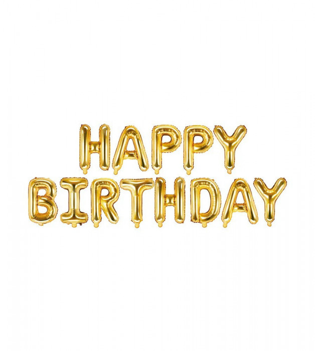 Balon folie model Happy Birthday-Culoare Aur