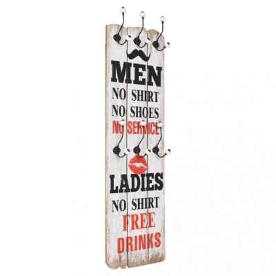 vidaXL Cuier de perete cu 6 c&amp;acirc;rlige MEN LADIES, 120 x 40 cm foto