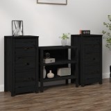 Cumpara ieftin Servante, 2 buc., negru, 40x35x80 cm, lemn masiv de pin