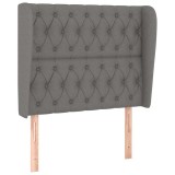 Cumpara ieftin Tablie de pat cu aripioare gri inchis 103x23x118/128 cm textil