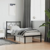 VidaXL Cadru de pat metalic cu tăblie, negru, 75x190 cm 376216
