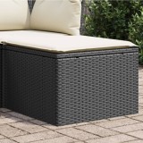 Taburet Gradina vidaXL Negru 55x55x37cm Poliratan cu Perna Crem Detasabila, Rezistent UV, Max 110kg