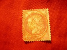 Timbru Franta 1870 Ceres dantelat , val. 80C stampilat , un colt rotunjit