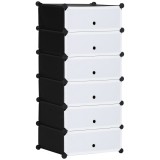 HOMCOM Mobilier pentru incaltaminte modular, 6 cuburi 45x35x17cm din plastic PP si otel, alb | Aosom Romania
