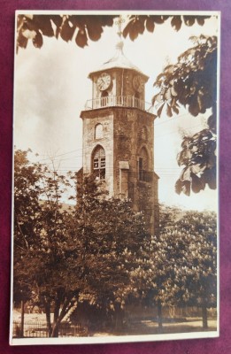 Piatra Neamt - Turnul zidit de Stefan cel Mare 1925 ? fotografie, necirculata, stampila verde pe verso AD. A. CHEVALLIER FOTOGRAFUL CURTEI REGALE foto