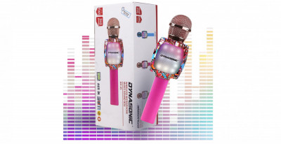 Microfon Karaoke Bluetooth DYNASONIC, fara fir cu lumini LED, roz - RESIGILAT foto