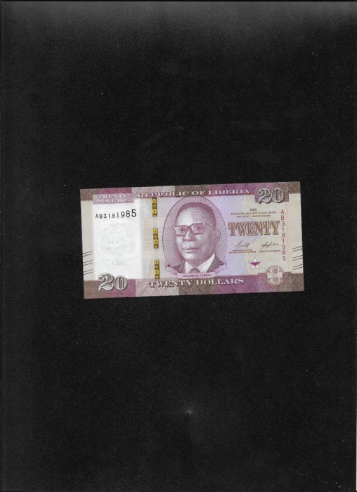 Liberia 20 dolari dollars 2022 seria181985 aunc