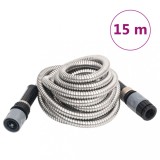 VidaXL Furtun de grădină cu duză de pulverizare, argintiu, 15 m, oțel