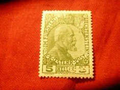 Timbru Liechtenstein 1912 Rege Johan II , val. 5h verde