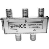 Splitter CATV 4 iesiri, 5-1000MHz, Conector F mama, Atenuare 7.5dB