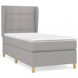 Cumpara ieftin Pat box spring cu saltea, gri deschis, 90x190 cm, textil