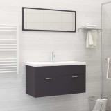 Set mobilier de baie, gri, lemn prelucrat