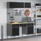 Set banc de lucru, 8 piese, negru, oțel