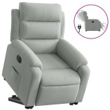 Cumpara ieftin Fotoliu electric rabatabil cu ridicare, gri deschis, catifea