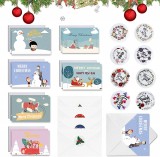 Set de 12 felicitari pentru Craciun cu plicuri si stickere Sunshine Smile, hartie, multicolor, 15 x 10 cm