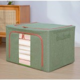 Cutie de depozitare pliabil&Auml;, 66l, material textil, cadru metalic, fermoar bidirec&Egrave;ional, fereastr&Auml; frontal&Auml;, 50x40x33 cm, verde