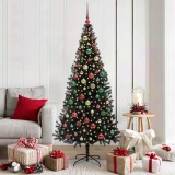 vidaXL Brad de Crăciun cu 300 LED cu suport Negru 180 cm PVC 3396486
