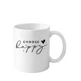 Cana din ceramica haioasa, cu mesaj inspirational/motivational, alba, 330 ml, model Choose Happy