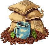 Cumpara ieftin Sticker decorativ, Saci boabe de Cafea, Maro, 65 cm, 8503ST-11