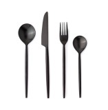 Cumpara ieftin Set 16 tacamuri otel negru satinat Bronte 6,5x17h; 7,5x20,1h; 7,5x20,h; 8x24h