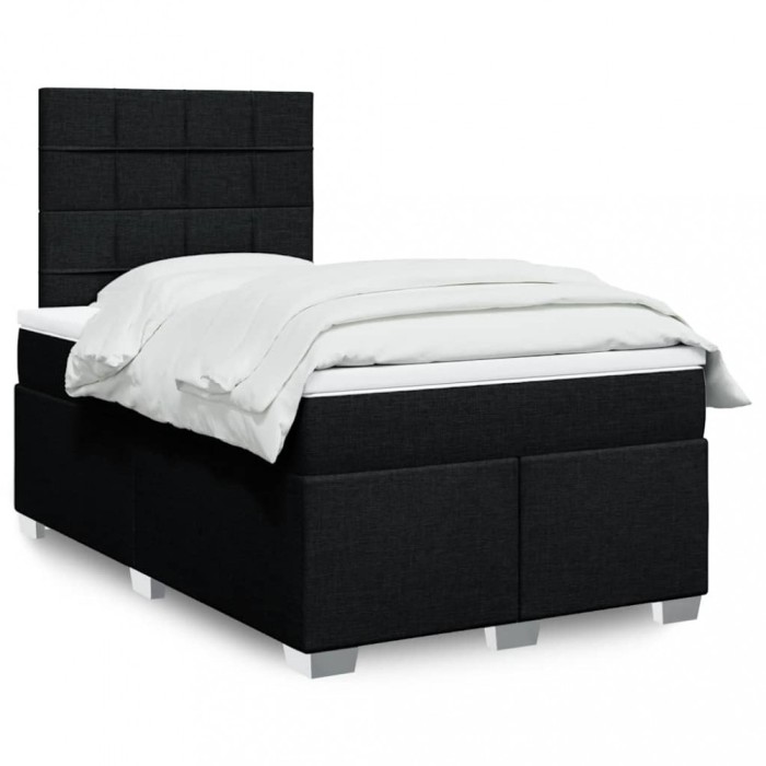vidaXL Pat box spring cu saltea, negru, 120x200 cm, textil 3292757
