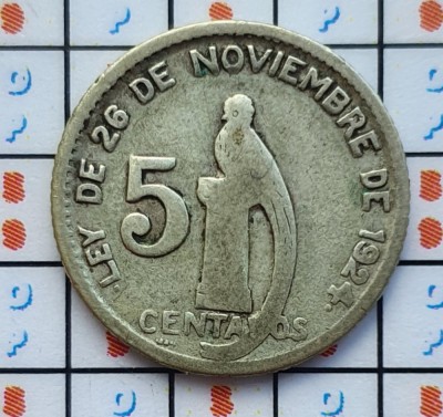Guatemala 5 centavos 1945 argint - km 238 - D41602 foto