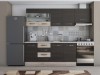 Bucatarie Laura 240, Corp hota, Cu vitrina, Wenge/Sonoma, Blat termic travertin