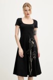 Desigual rochie NAPOLES culoarea negru, midi, evazată, 25SWVK09