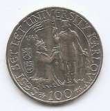 Cehoslovacia 100 Koruny 1948 - (comemorativa: 600 ani Universitatea Carol) Argint, KM-26 (1), Europa