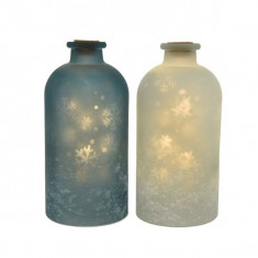 Decoratiune - LED Glass Jar - Frosted Snowflake - mai multe culori | Kaemingk